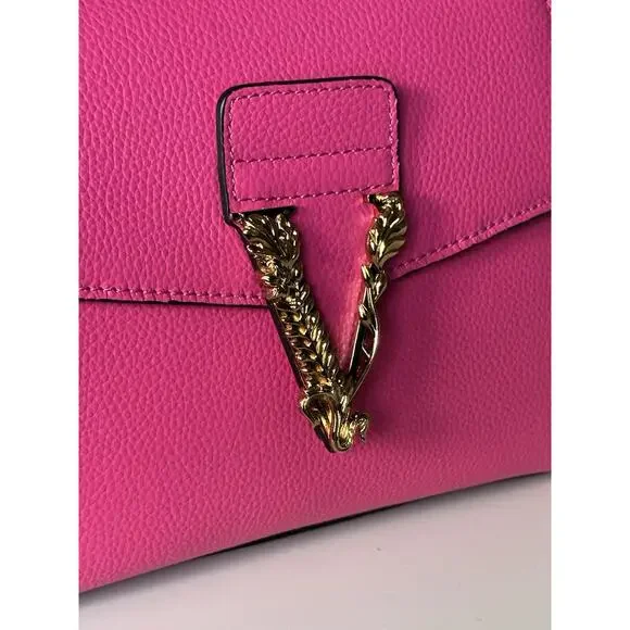 Versace Virtus Grainy Calf Small Pink Top Handle Bag 1015556 IT NWT $2100 - Picture 8 of 16